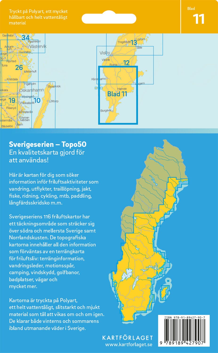 Carte topographique n° 11 - Södra Gotland (Suède) | Norstedts - Sverigeserien carte pliée Norstedts 