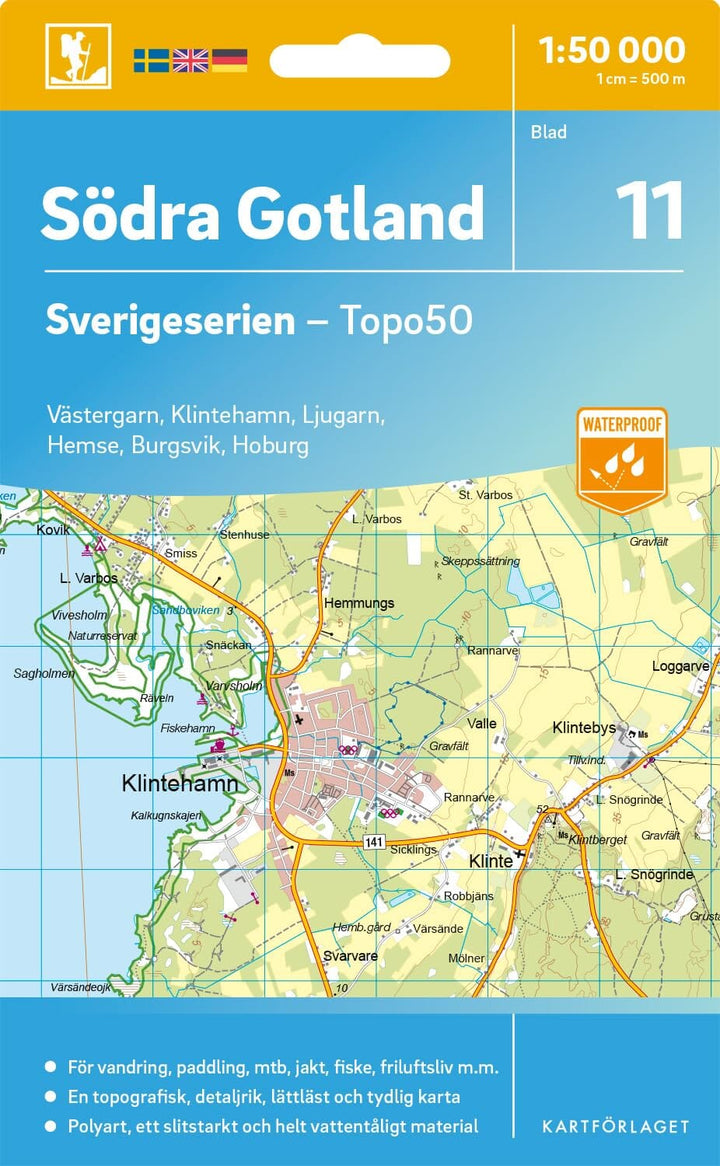 Carte topographique n° 11 - Södra Gotland (Suède) | Norstedts - Sverigeserien carte pliée Norstedts 