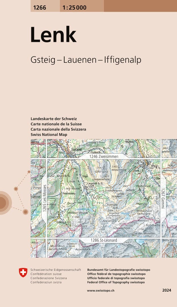 Carte topographique n° 1266 - Lenk (Suisse) | Swisstopo - 1/25 000 carte pliée Swisstopo 