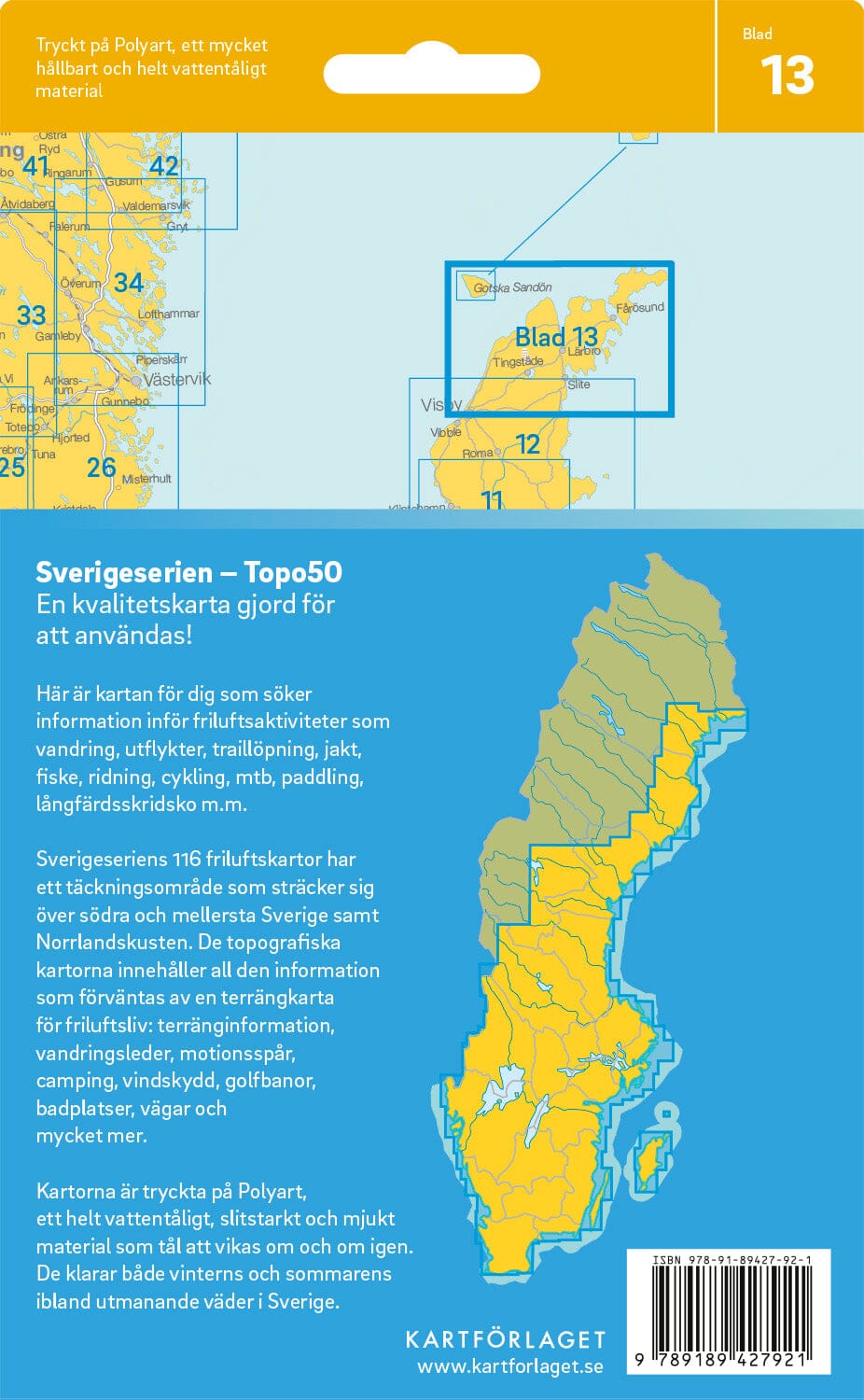 Carte topographique n° 13 - Norra Gotland (Suède) | Norstedts - Sverigeserien carte pliée Norstedts 