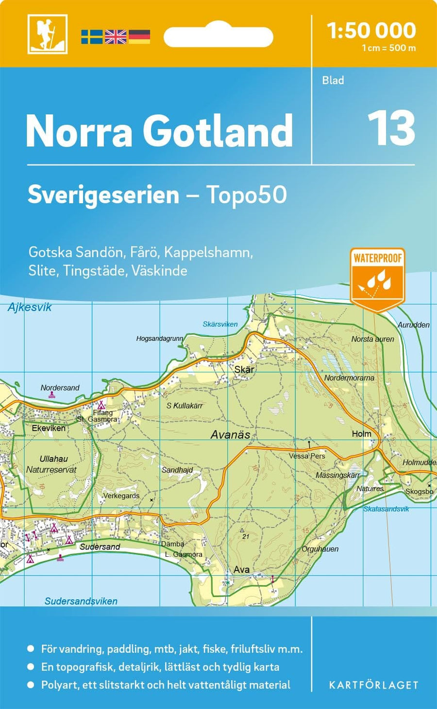 Carte topographique n° 13 - Norra Gotland (Suède) | Norstedts - Sverigeserien carte pliée Norstedts 