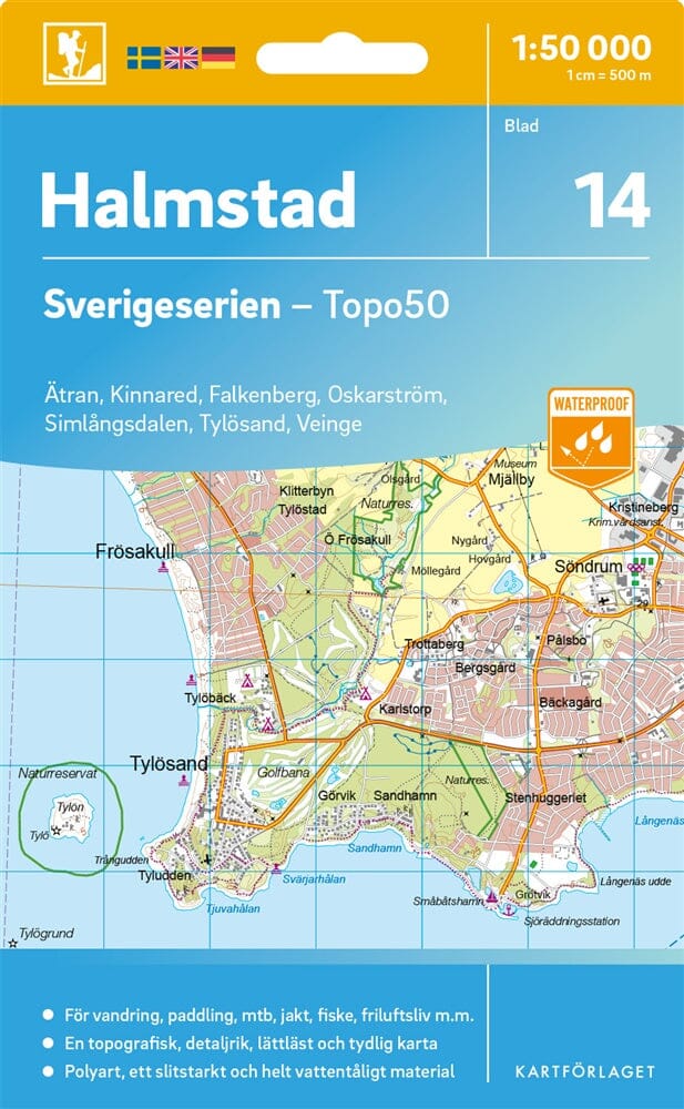 Carte topographique n° 14 - Halmstad (Suède) | Norstedts - Sverigeserien carte pliée Norstedts 