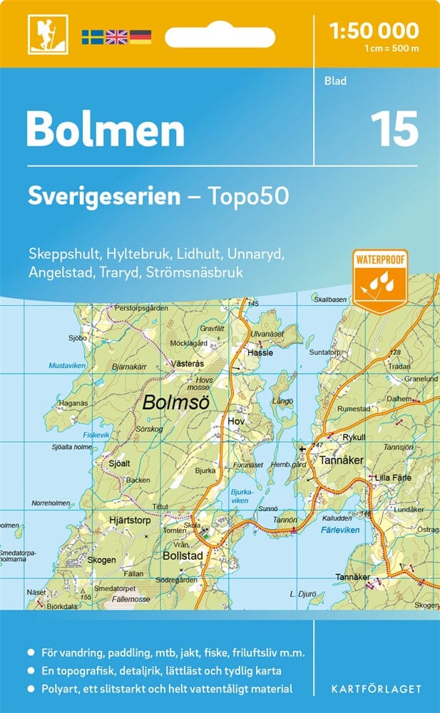 Carte topographique n° 15 - Bolmen (Suède) | Norstedts - Sverigeserien carte pliée Norstedts 