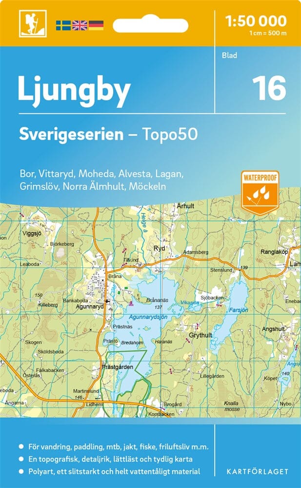 Carte topographique n° 16 - Ljungby (Suède) | Norstedts - Sverigeserien carte pliée Norstedts 