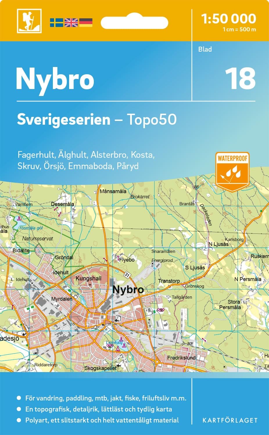 Carte topographique n° 18 - Nybro (Suède) | Norstedts - Sverigeserien carte pliée Norstedts 