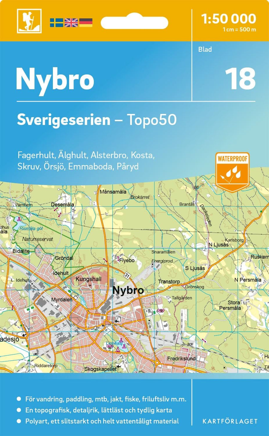 Carte topographique n° 18 - Nybro (Suède) | Norstedts - Sverigeserien carte pliée Norstedts 