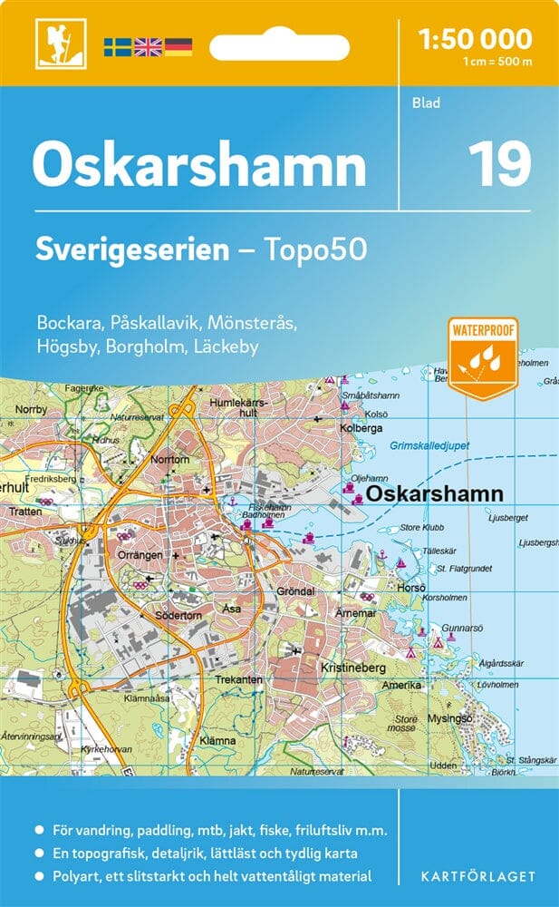 Carte topographique n° 19 - Oskarshamn (Suède) | Norstedts - Sverigeserien carte pliée Norstedts 