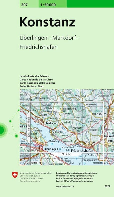 Carte topographique n° 207 - Konstanz (Allemagne) | Swisstopo - 1/50 000 carte pliée Swisstopo 