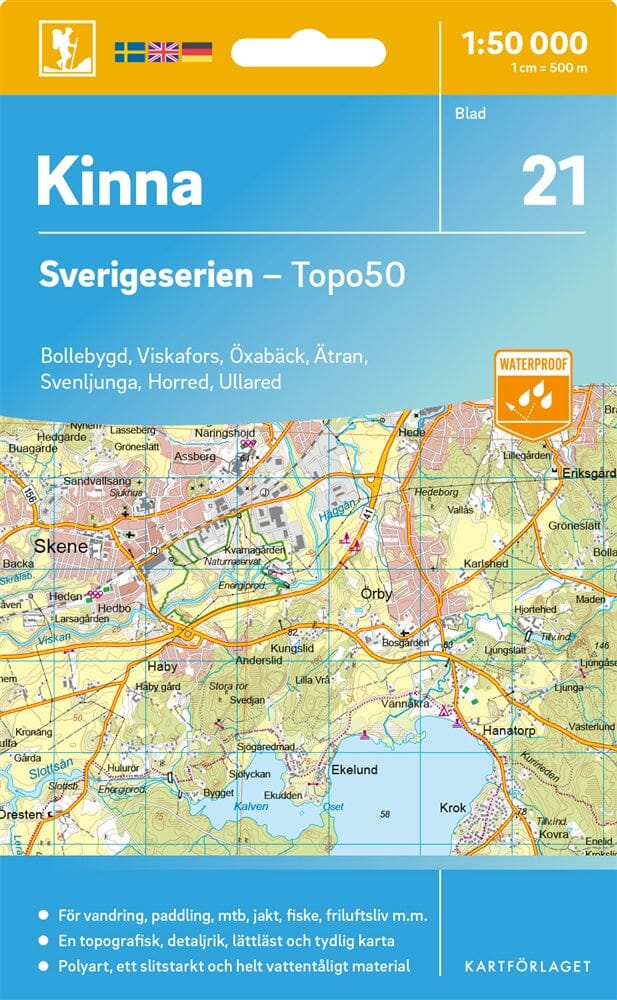 Carte topographique n° 21 - Kinna (Suède) | Norstedts - Sverigeserien carte pliée Norstedts 