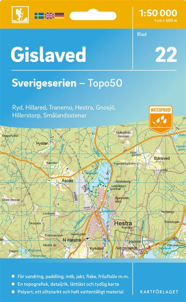 Carte topographique n° 22 - Gislaved (Suède) | Norstedts - Sverigeserien carte pliée Norstedts 