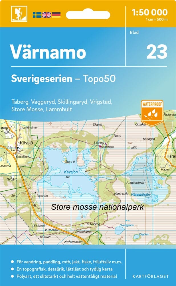 Carte topographique n° 23 - Värnamo (Suède) | Norstedts - Sverigeserien carte pliée Norstedts 