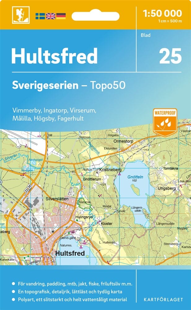Carte topographique n° 25 - Hultsfred (Suède) | Norstedts - Sverigeserien carte pliée Norstedts 