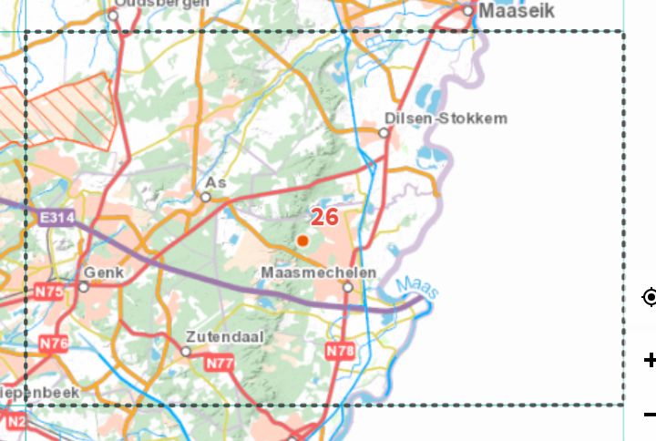 Carte topographique n° 26 - Genk (Belgique) | NGI - 1/50 000 carte pliée IGN Belgique 