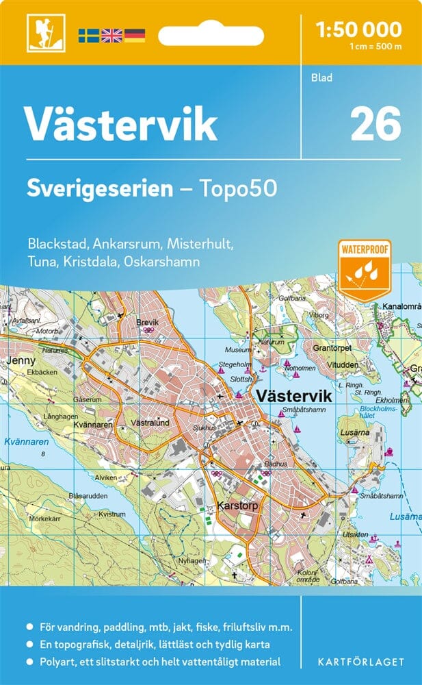 Carte topographique n° 26 - Västervik (Suède) | Norstedts - Sverigeserien carte pliée Norstedts 