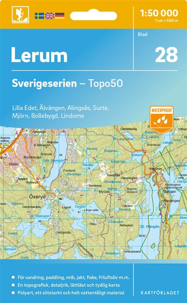 Carte topographique n° 28 - Lerum (Suède) | Norstedts - Sverigeserien carte pliée Norstedts 