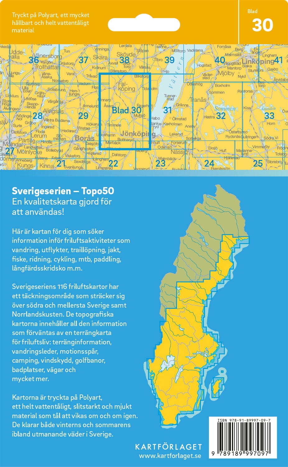 Carte topographique n° 30 - Falköping (Suède) | Norstedts - Sverigeserien carte pliée Norstedts 