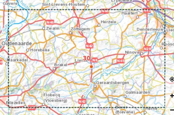 Carte topographique n° 30 - Geraardsbergen (Belgique) | NGI - 1/50 000 carte pliée IGN Belgique 