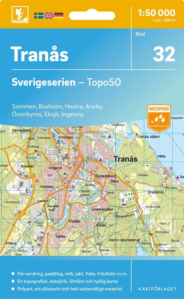 Carte topographique n° 32 - Tranås (Suède) | Norstedts - Sverigeserien carte pliée Norstedts 