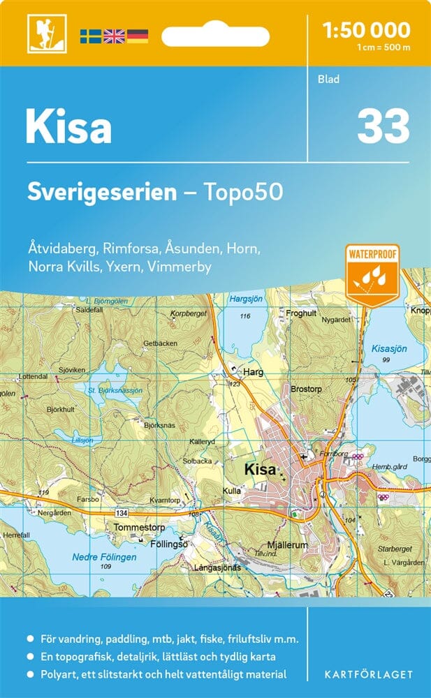 Carte topographique n° 33 - Kisa (Suède) | Norstedts - Sverigeserien carte pliée Norstedts 