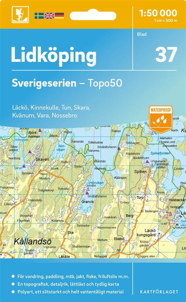 Carte topographique n° 37 - Lidköping (Suède) | Norstedts - Sverigeserien carte pliée Norstedts 