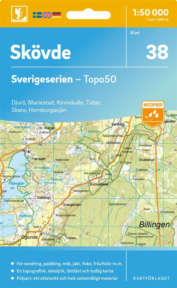 Carte topographique n° 38 - Skövde (Suède) | Norstedts - Sverigeserien carte pliée Norstedts 
