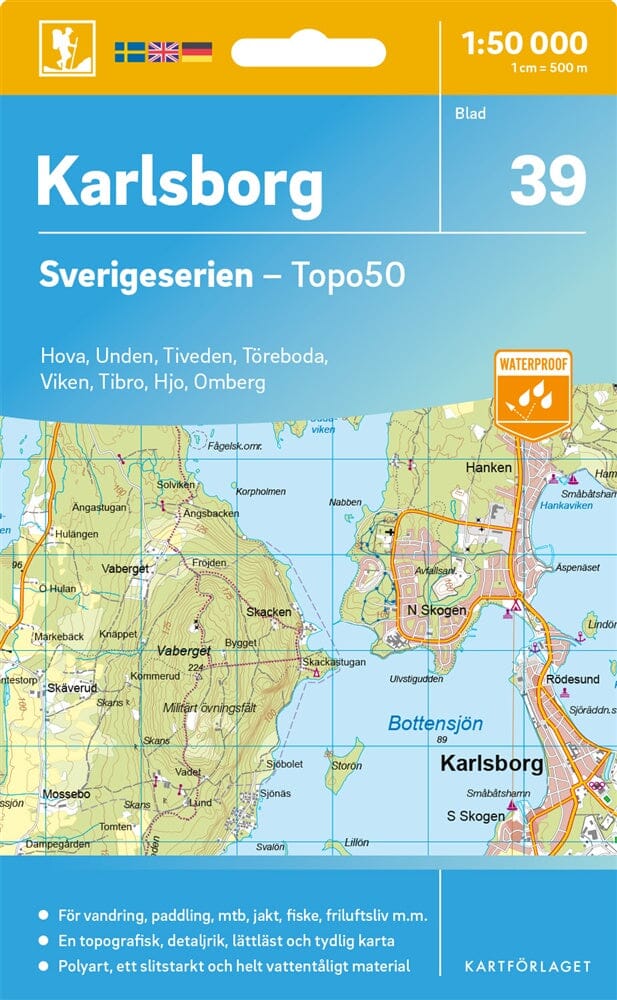 Carte topographique n° 39 - Karlsborg (Suède) | Norstedts - Sverigeserien carte pliée Norstedts 