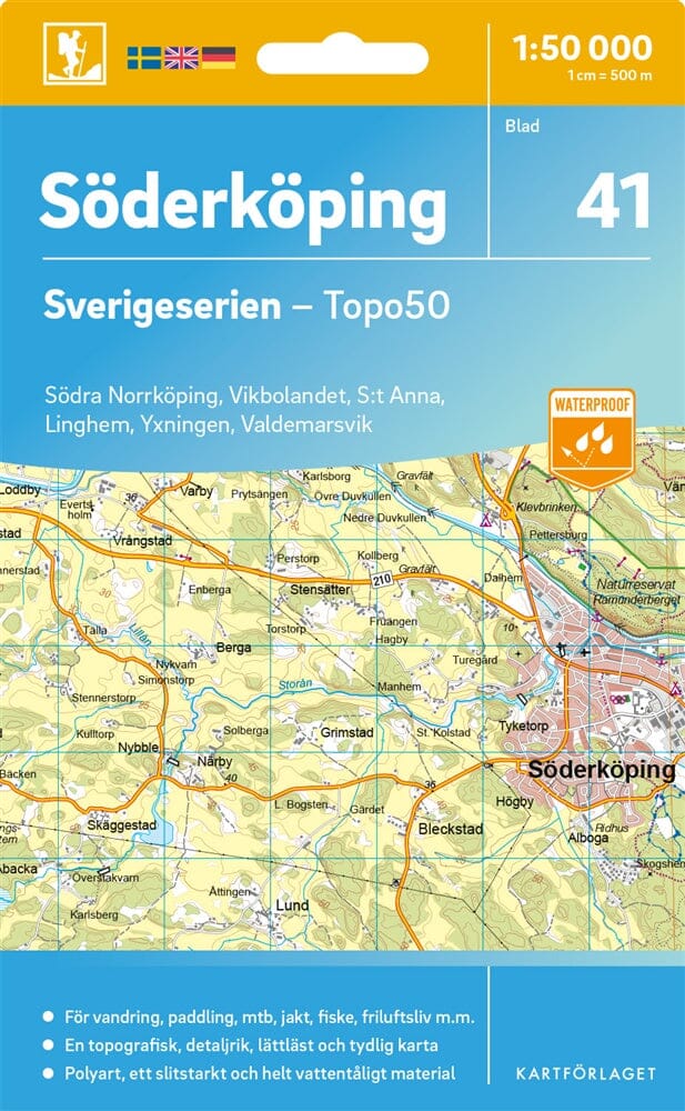 Carte topographique n° 41 - Söderköping (Suède) | Norstedts - Sverigeserien carte pliée Norstedts 