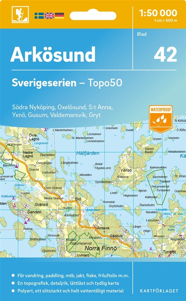 Carte topographique n° 42 - Arkösund (Suède) | Norstedts - Sverigeserien carte pliée Norstedts 
