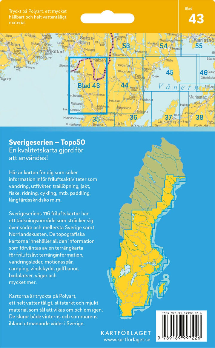 Carte topographique n° 43 - Strömstad (Suède) | Norstedts - Sverigeserien carte pliée Norstedts 