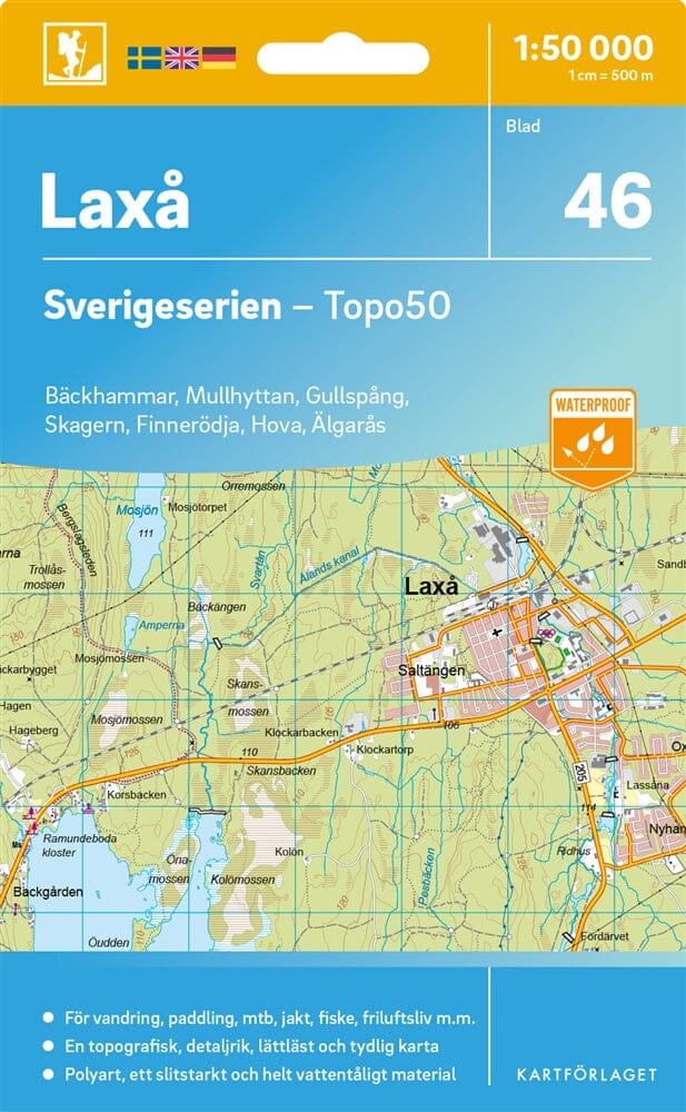 Carte topographique n° 46 - Laxå (Suède) | Norstedts - Sverigeserien carte pliée Norstedts 