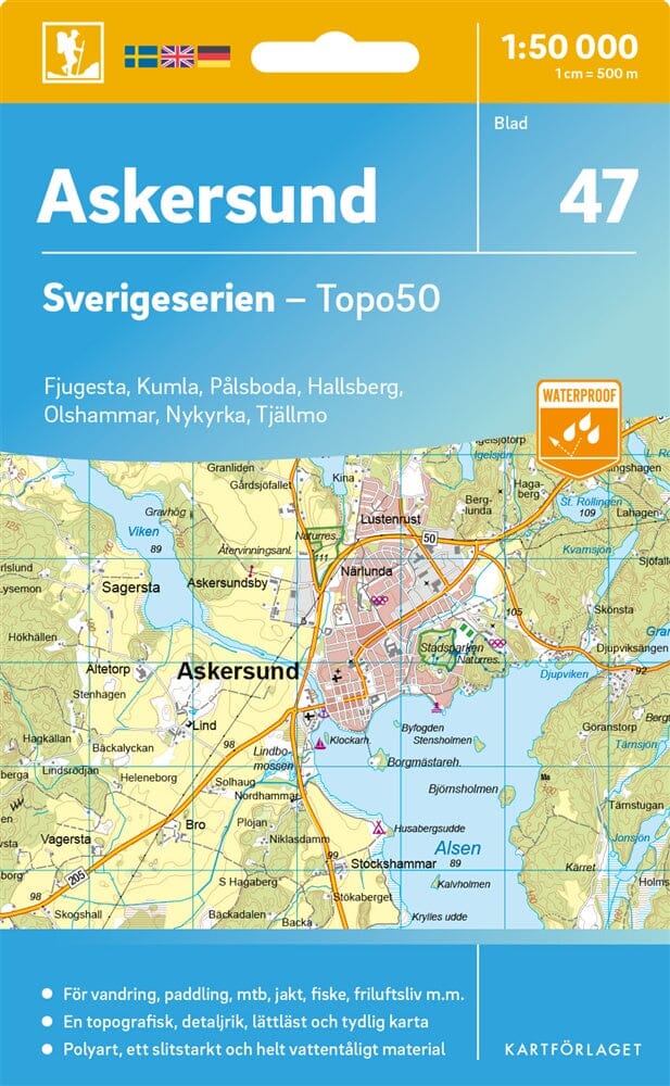 Carte topographique n° 47 - Askersund (Suède) | Norstedts - Sverigeserien carte pliée Norstedts 