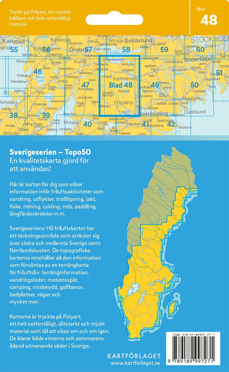 Carte topographique n° 48 - Finspång (Suède) | Norstedts - Sverigeserien carte pliée Norstedts 