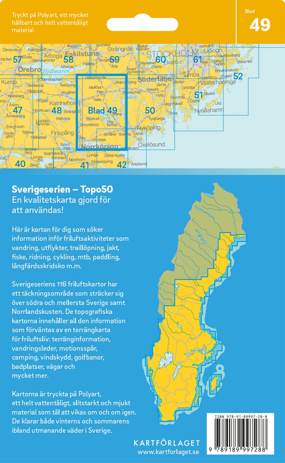 Carte topographique n° 49 - Katrineholm (Suède) | Norstedts - Sverigeserien carte pliée Norstedts 