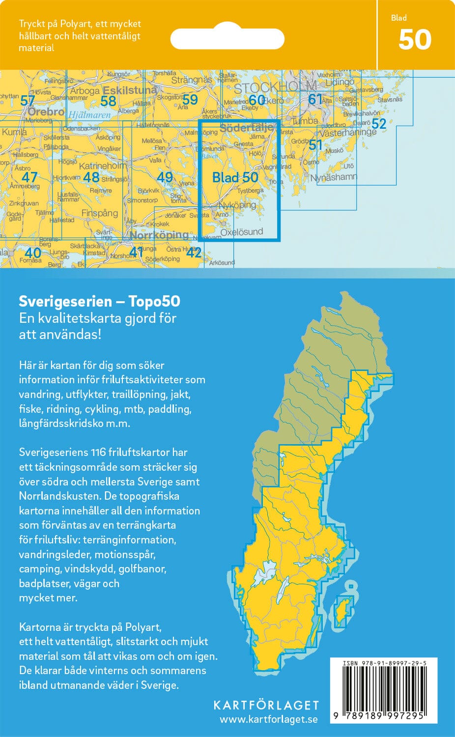 Carte topographique n° 50 - Nyköping (Suède) | Norstedts - Sverigeserien carte pliée Norstedts 