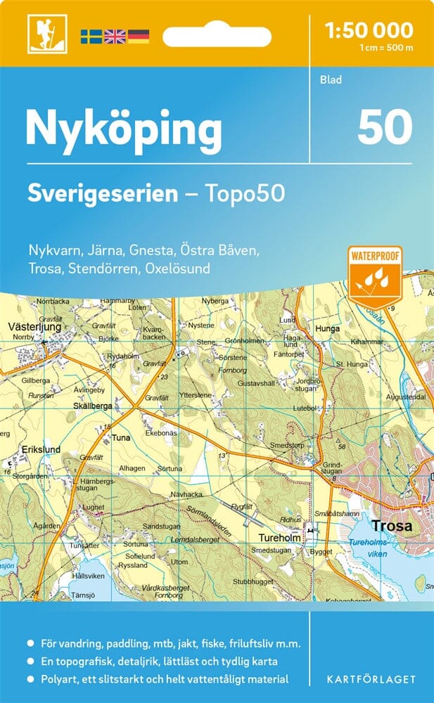 Carte topographique n° 50 - Nyköping (Suède) | Norstedts - Sverigeserien carte pliée Norstedts 