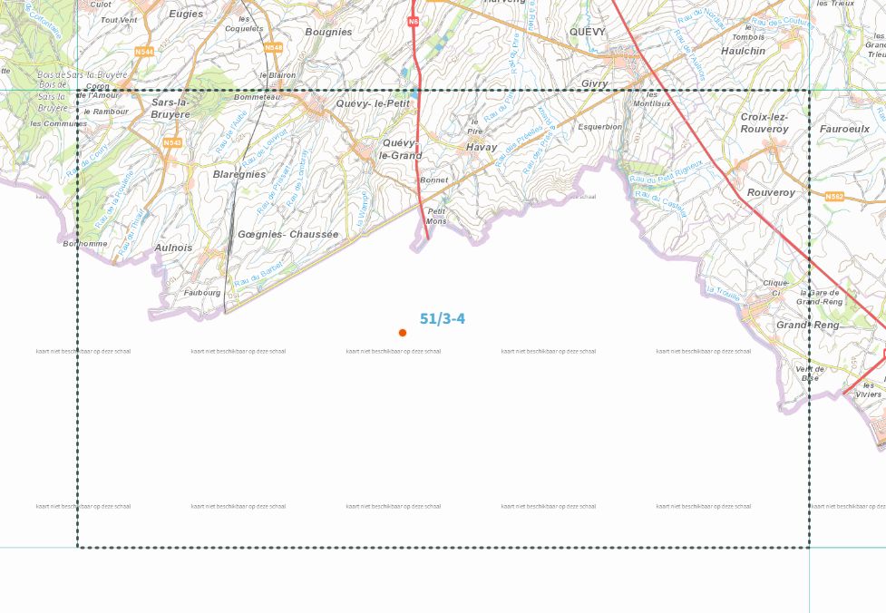 Carte topographique n° 51/3-4 - Grand-Reng (Belgique) | NGI topo 25 carte pliée IGN Belgique 