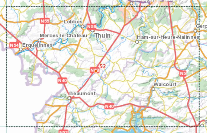 Carte topographique n° 52 - Thuin (Belgique) | NGI - 1/50 000 carte pliée IGN Belgique 