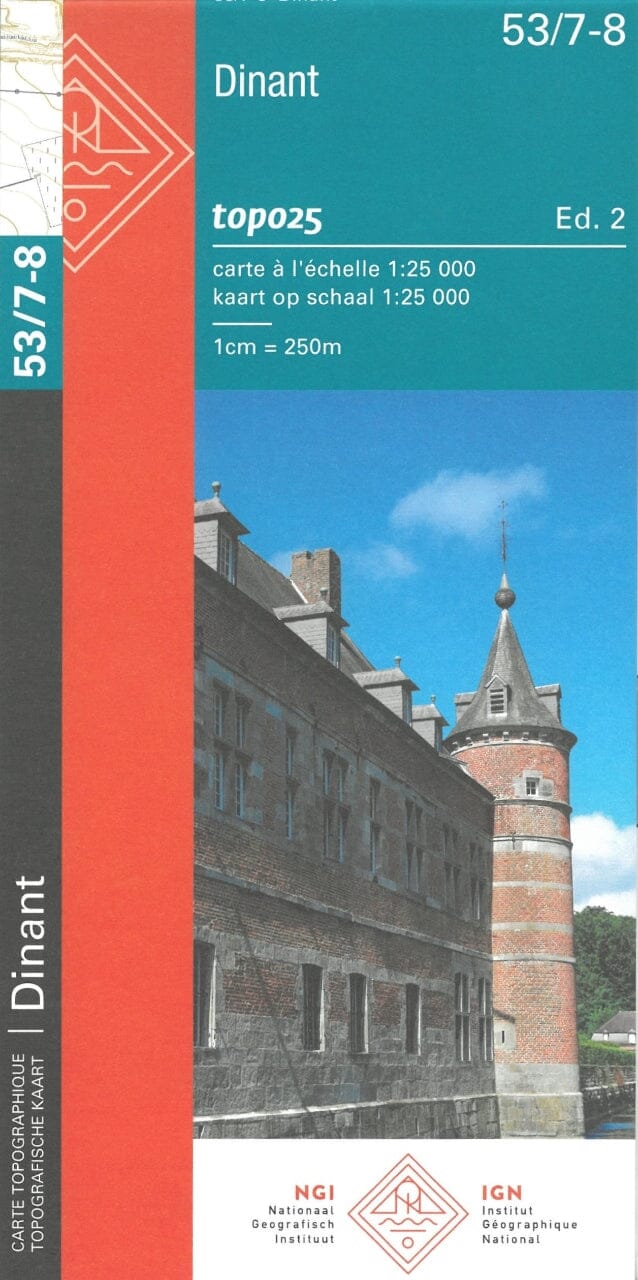 Carte topographique n° 53/7-8 - Dinant (Belgique) | NGI topo 25 carte pliée IGN Belgique 