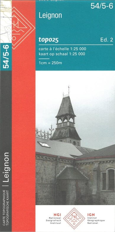 Carte topographique n° 54/5-6 - Leignon (Belgique) | NGI topo 25 carte pliée IGN Belgique 