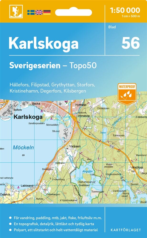 Carte topographique n° 56 - Karlskoga (Suède) | Norstedts - Sverigeserien carte pliée Norstedts 