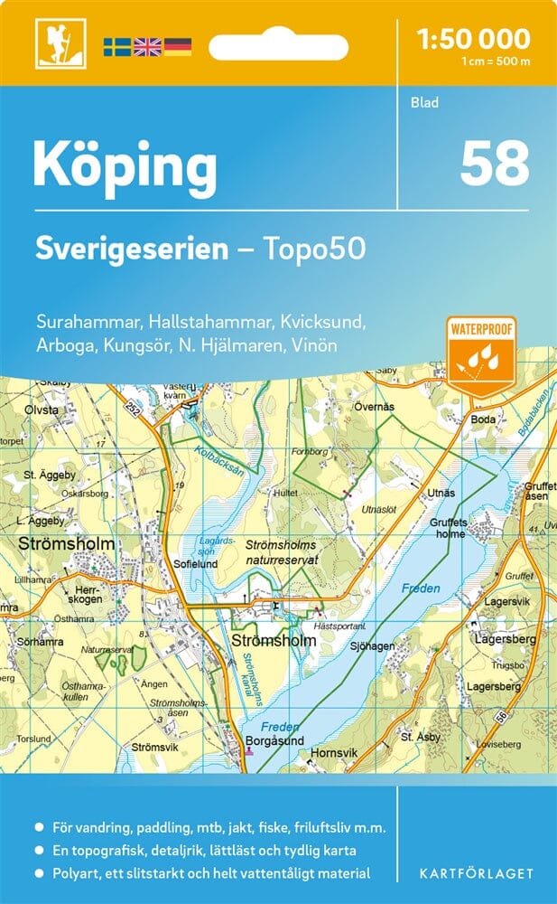 Carte topographique n° 58 - Köping (Suède) | Norstedts - Sverigeserien carte pliée Norstedts 