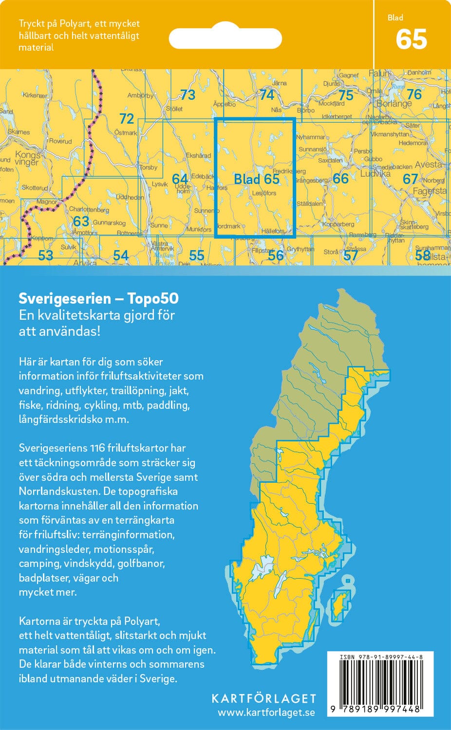 Carte topographique n° 65 - Fredriksberg (Suède) | Norstedts - Sverigeserien carte pliée Norstedts 