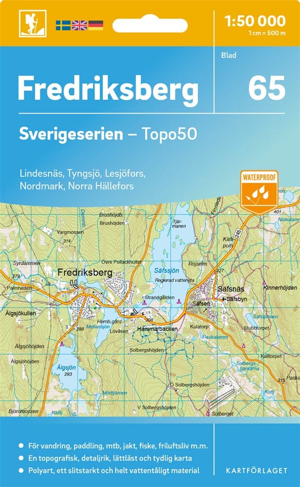 Carte topographique n° 65 - Fredriksberg (Suède) | Norstedts - Sverigeserien carte pliée Norstedts 