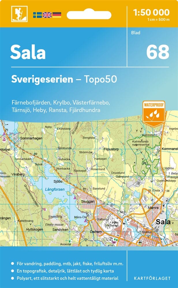 Carte topographique n° 68 - Sala (Suède) | Norstedts - Sverigeserien carte pliée Norstedts 