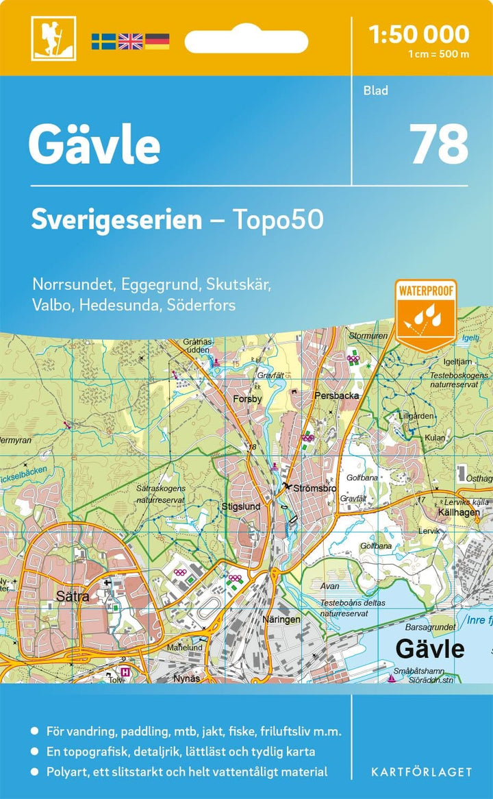 Carte topographique n° 78 - Gävle (Suède) | Norstedts - Sverigeserien carte pliée Norstedts 