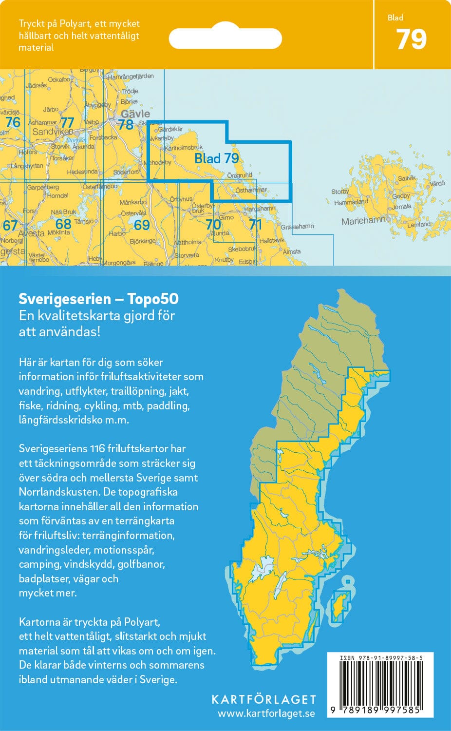 Carte topographique n° 79 - Öregrund (Suède) | Norstedts - Sverigeserien carte pliée Norstedts 