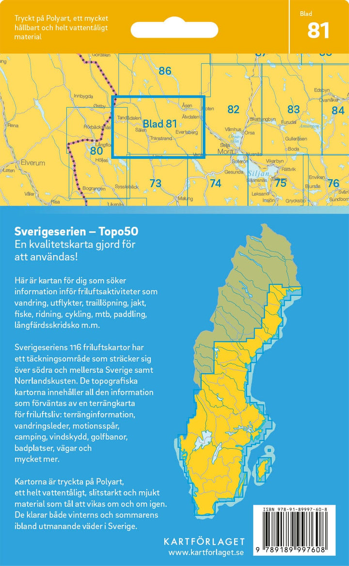 Carte topographique n° 81 - Sälen (Suède) | Norstedts - Sverigeserien carte pliée Norstedts 