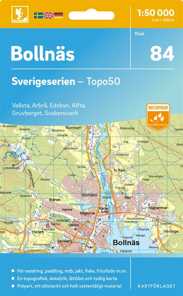 Carte topographique n° 84 - Bollnäs (Suède) | Norstedts - Sverigeserien carte pliée Norstedts 
