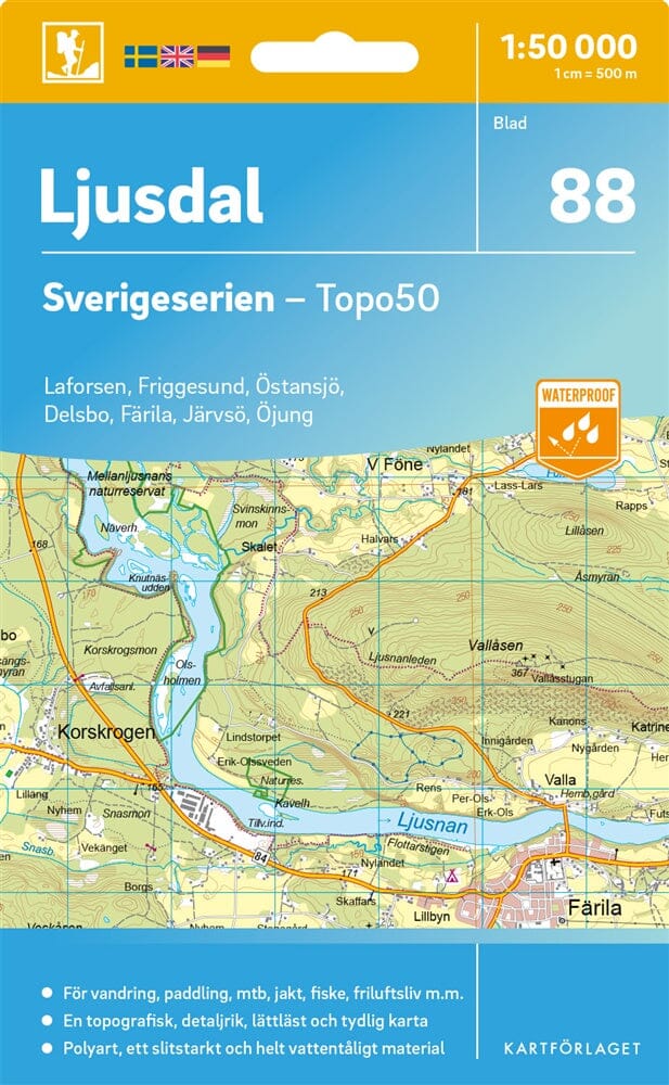 Carte topographique n° 88 - Ljusdal (Suède) | Norstedts - Sverigeserien carte pliée Norstedts 