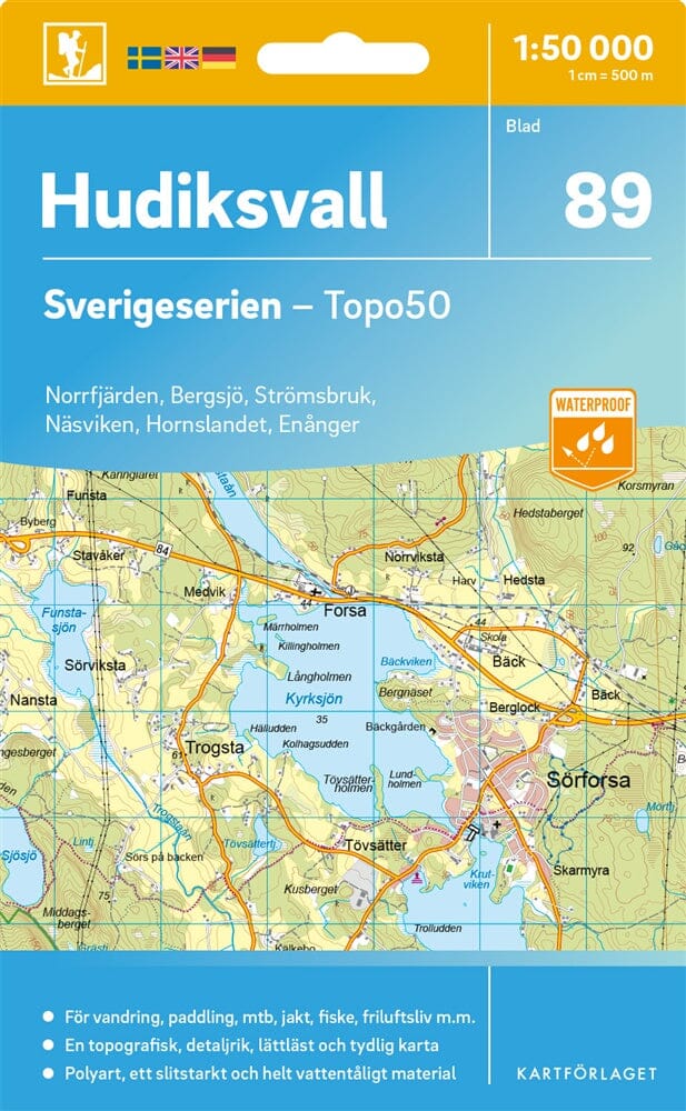 Carte topographique n° 89 - Hudiksvall (Suède) | Norstedts - Sverigeserien carte pliée Norstedts 